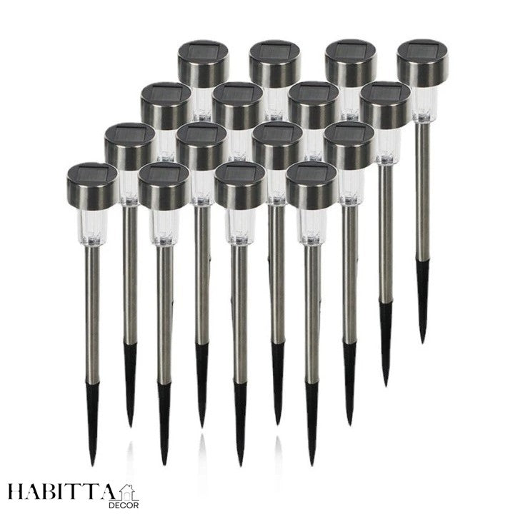 Kit de balizador de luz solar - Decoração de jardim, quintal e fachada - branco quente