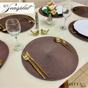 Kit com 6 Peças de Jogo Americano Redondo Sousplat