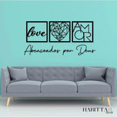 Kit com 3 Quadros Decorativos + Frase Abençoados por Deus em MDF