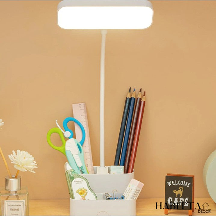 Luminária de Mesa para Estudo LED Recarregável com Porta Canetas