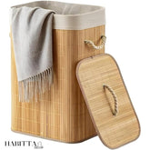 Cesto de Roupa Suja Bambu Dobrável 60cm