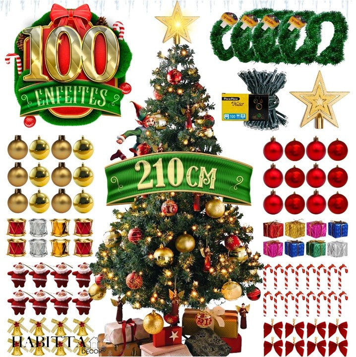 Kit Completo com Árvore de Natal Decorada