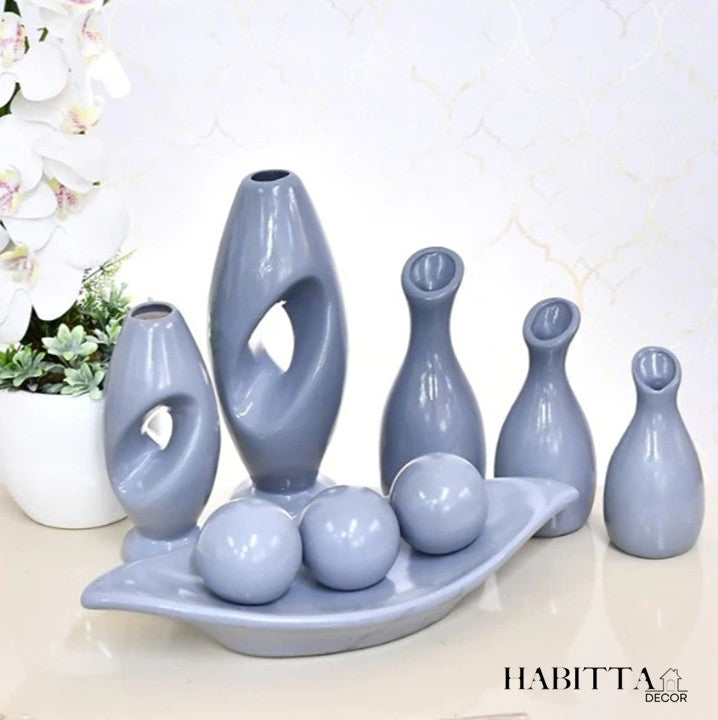Conjunto 9 Peças de Vasos Cerâmica para Enfeite