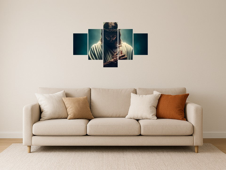 Quadro Mosaico Religioso Jesus — Decoração de Fé e Inspiração para Seu Lar