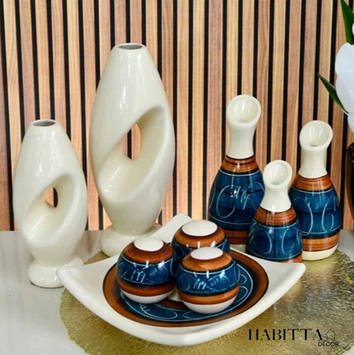 Conjunto 9 Peças de Vasos Cerâmica para Enfeite