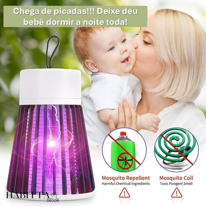 Lâmpada Elétrica Mata Mosquitos Ultravioleta USB Recarregável