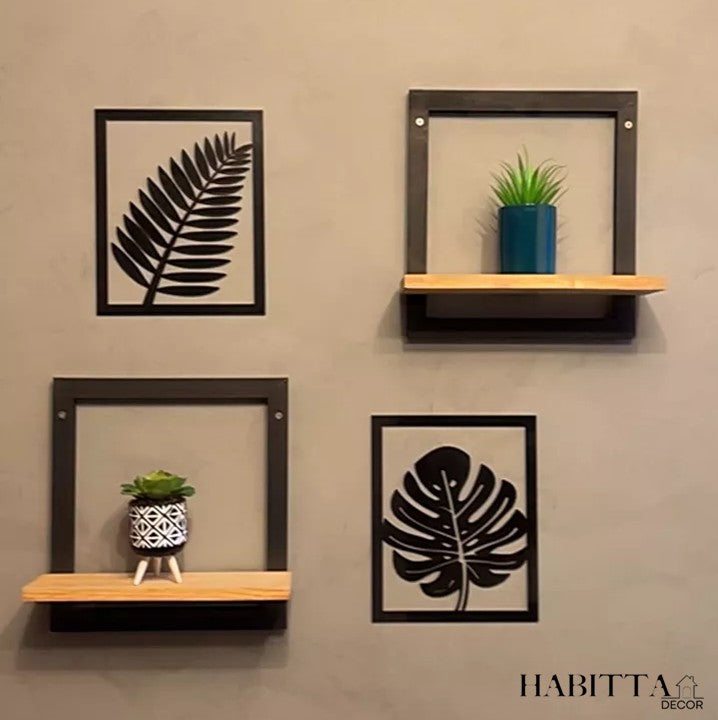Kit com 2 quadros com prateleiras decoração e organização