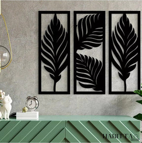 Trio de Folhas decorativa para parede em MDF decoracão