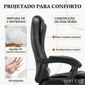 Cadeira de Escritório Presidente com Apoio para os Pés