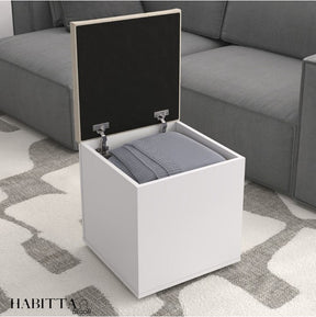 Puff Baú Suede Decorativo Organizador