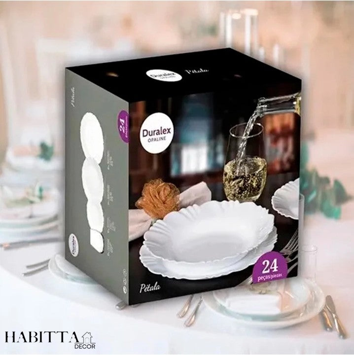 Aparelho de Jantar 24 Peças Duralex Opaline Pétala