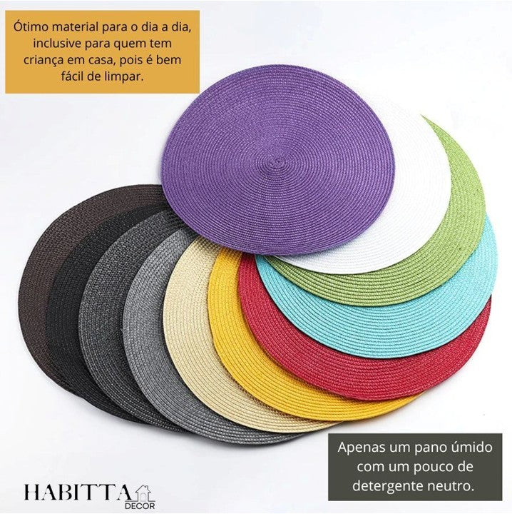 Kit com 6 Peças de Jogo Americano Redondo Sousplat