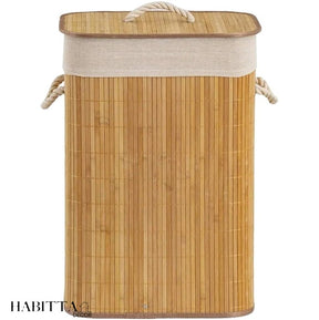Cesto de Roupa Suja Bambu Dobrável 60cm