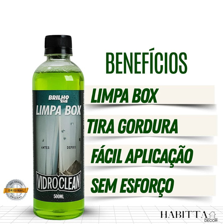 Limpa Vidro de Box Blindex - Removedor de Chuva Ácida 500ml + Brinde!