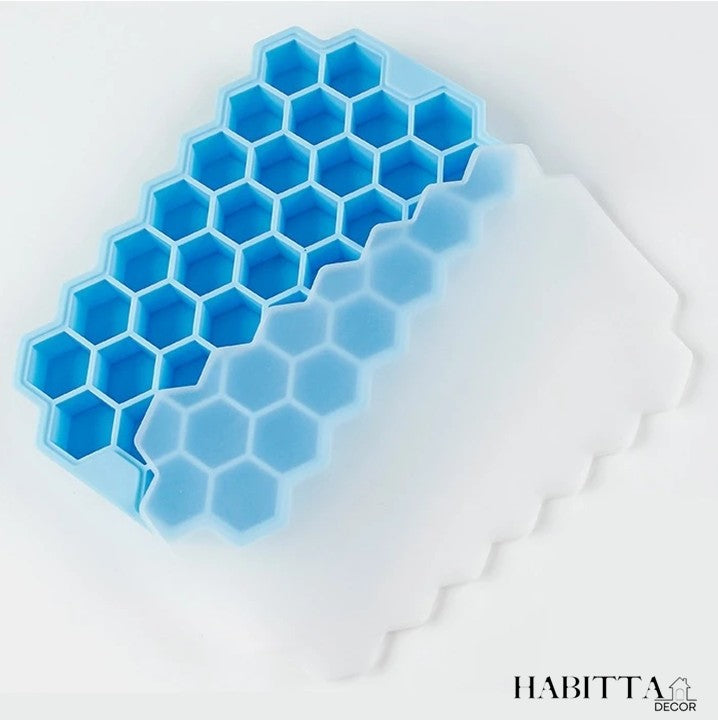 Forma de Gelo 37 cavidades silicone com formato de favo mel + tampa