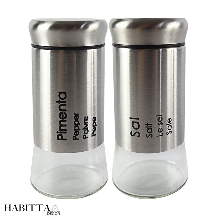 Conjunto de Saleiro Pimenta em 2 Peças Inox