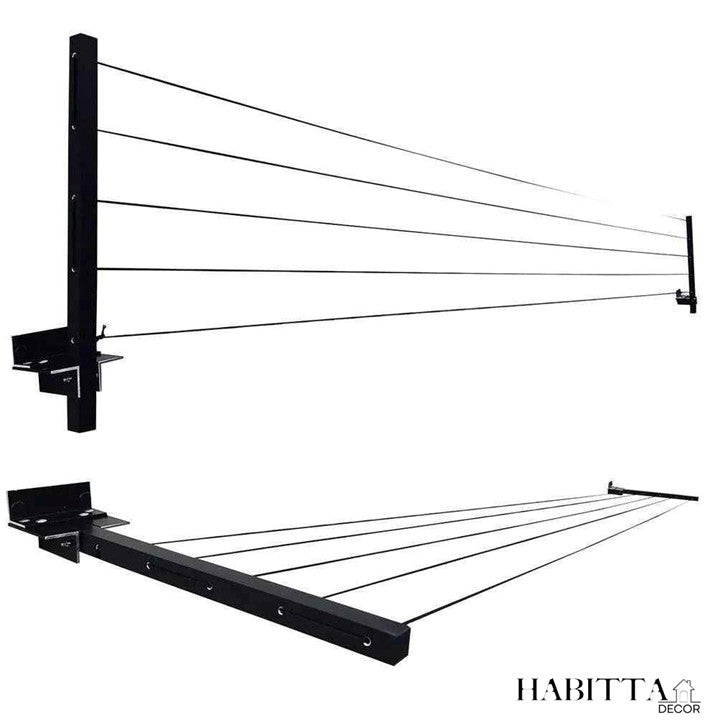 Varal de Parede Retrátil em Aço Dobrável
