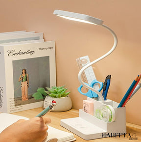 Luminária de Mesa para Estudo LED Recarregável com Porta Canetas