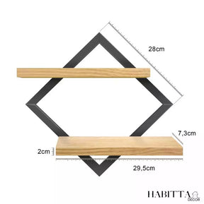 Quadro Prateleira Duplo Nicho com Moldura em Pinus