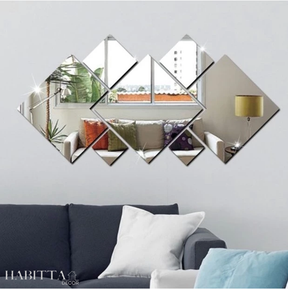 Espelho Acrílico Decorativo Quadrados 7 Peças P20