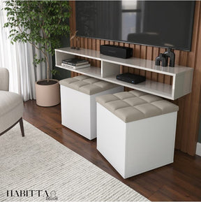 Puff Baú Suede Decorativo Organizador