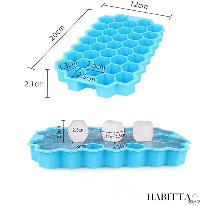 Forma de Gelo 37 cavidades silicone com formato de favo mel + tampa