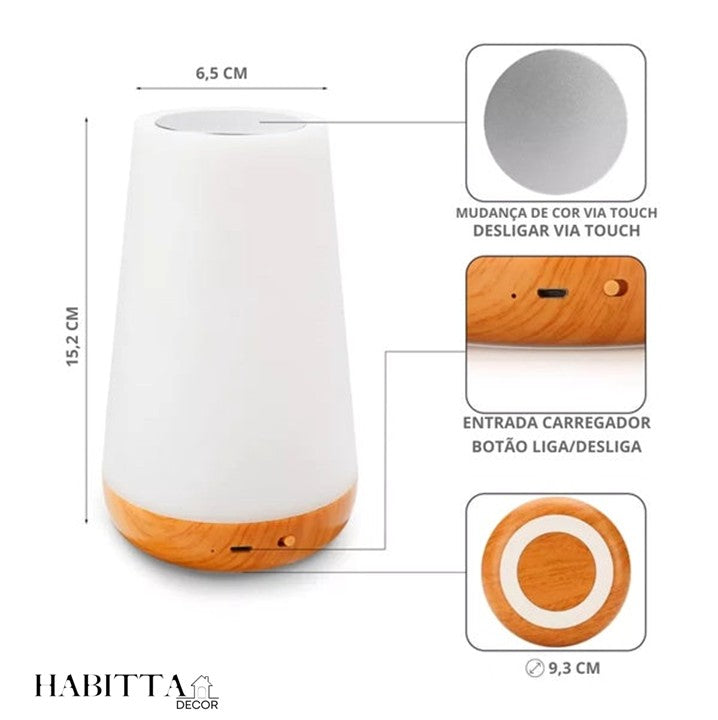 Luminária de Mesa LED RGB com Controle - 13 Cores