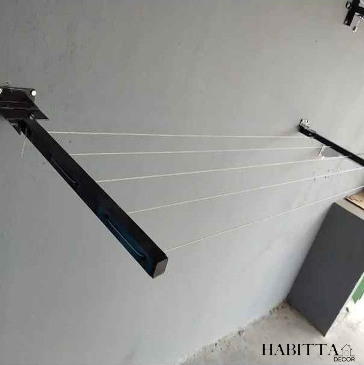 Varal de Parede Retrátil em Aço Dobrável