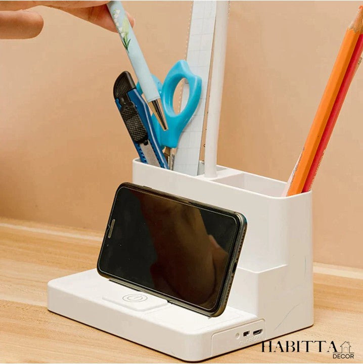 Luminária de Mesa para Estudo LED Recarregável com Porta Canetas