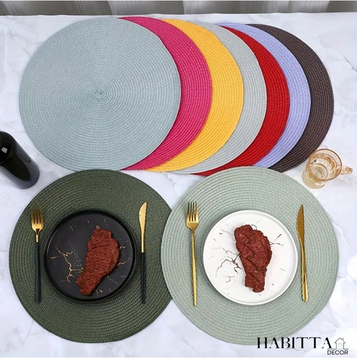 Kit com 6 Peças de Jogo Americano Redondo Sousplat