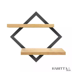 Quadro Prateleira Duplo Nicho com Moldura em Pinus