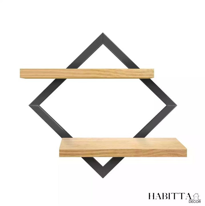 Quadro Prateleira Duplo Nicho com Moldura em Pinus