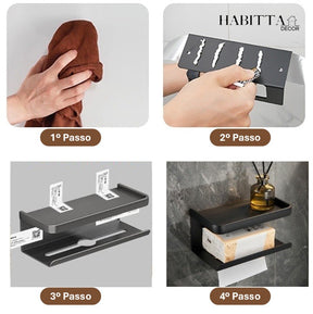 Suporte de Papel Higiênico Premium com Apoio para Celular