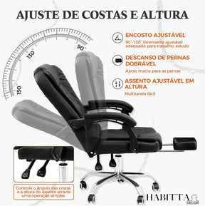 Cadeira de Escritório Presidente com Apoio para os Pés