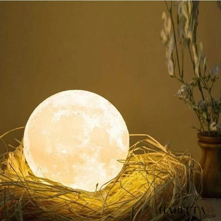 Luminária LED Lua Cheia 3D RGBW Colorida com Controle Remoto 15cm