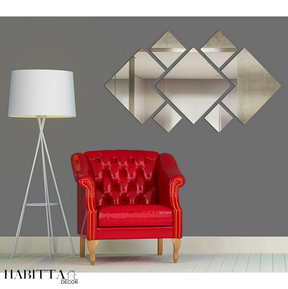 Espelho Acrílico Decorativo Quadrados 7 Peças P20