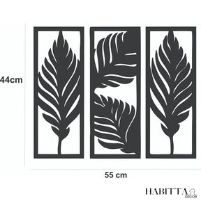Trio de Folhas decorativa para parede em MDF decoracão