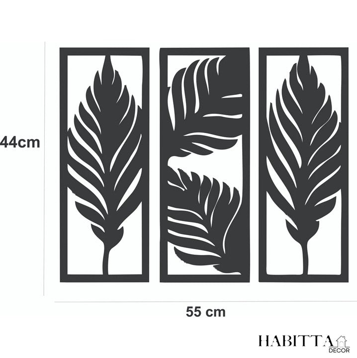 Trio de Folhas decorativa para parede em MDF decoracão