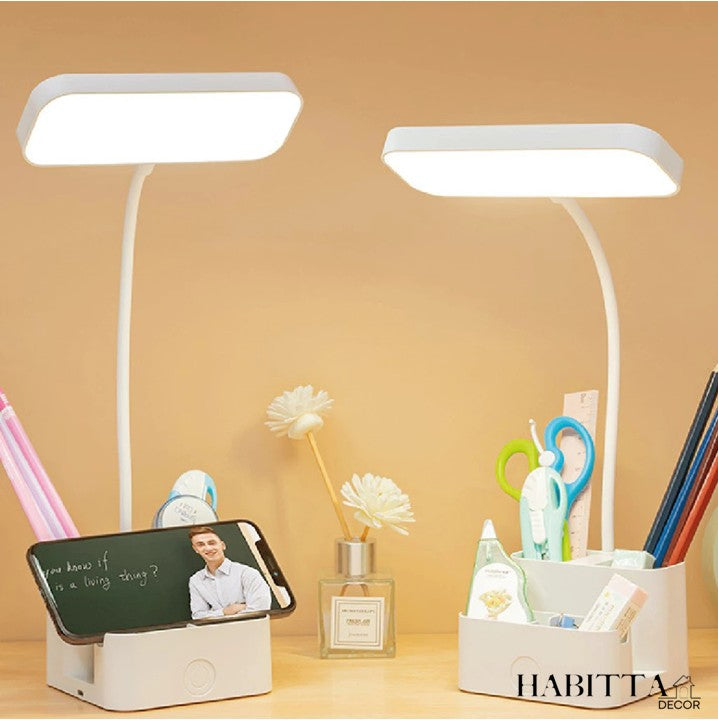 Luminária de Mesa para Estudo LED Recarregável com Porta Canetas