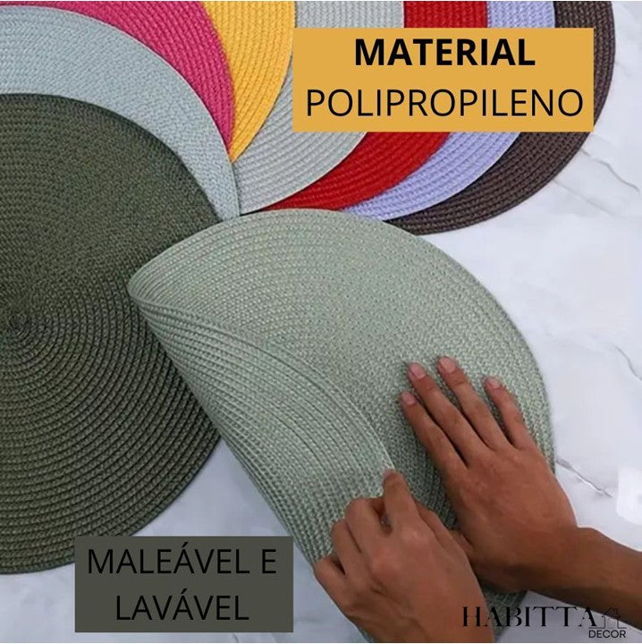 Kit com 6 Peças de Jogo Americano Redondo Sousplat