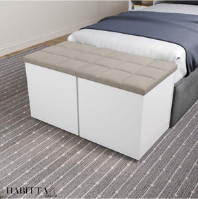 Puff Baú Suede Decorativo Organizador