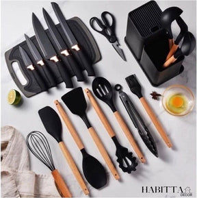 Kit Completo Jogo Utensílios de Cozinha Luxo 19 Peças