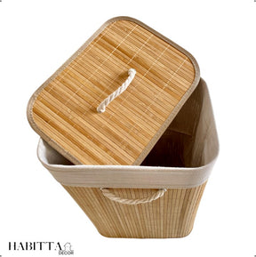 Cesto de Roupa Suja Bambu Dobrável 60cm