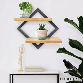 Quadro Prateleira Duplo Nicho com Moldura em Pinus