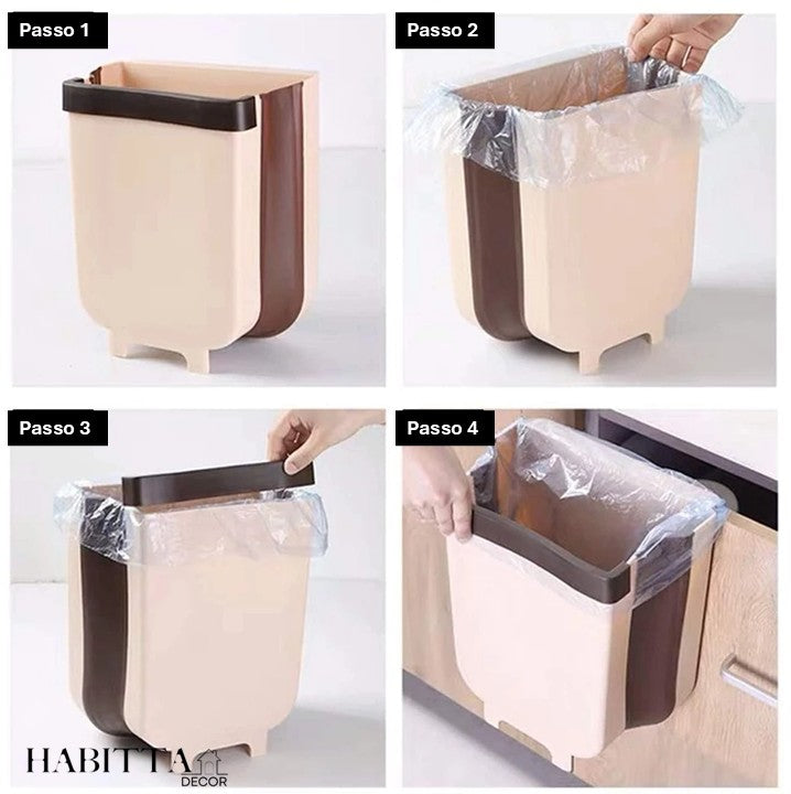 Lixeira Retrátil Multiuso com Suporte Para Saco de Lixo