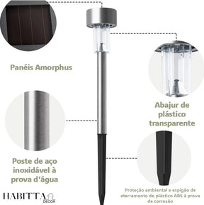 Kit de balizador de luz solar - Decoração de jardim, quintal e fachada - branco quente