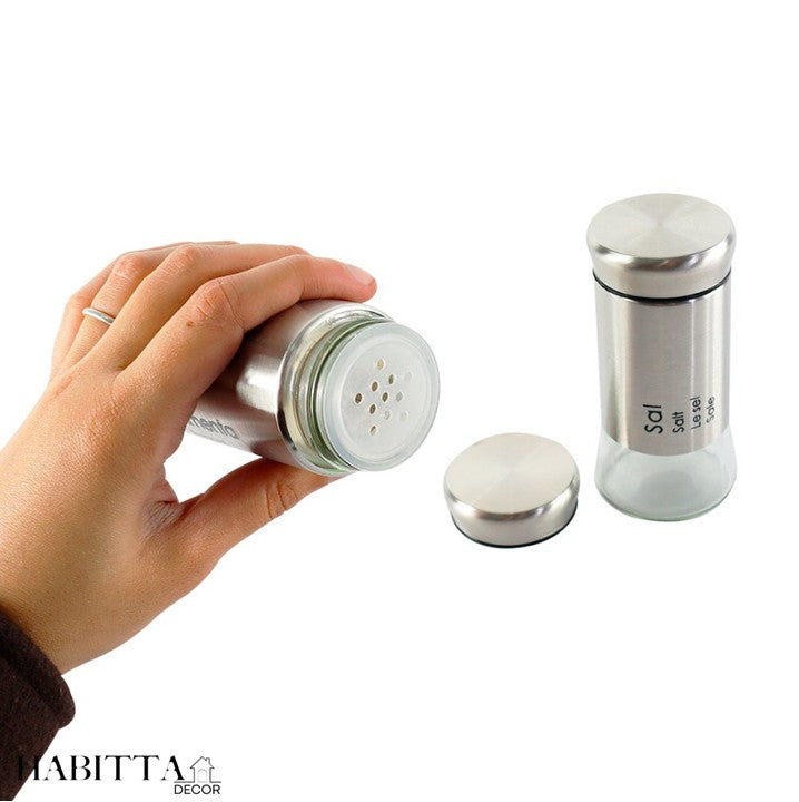 Conjunto de Saleiro Pimenta em 2 Peças Inox