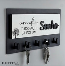 Porta Chaves Decorativo para Parede 05 Ganchos em MDF