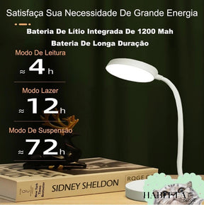 Luminária de Mesa para Estudo LED Recarregável