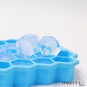 Forma de Gelo 37 cavidades silicone com formato de favo mel + tampa